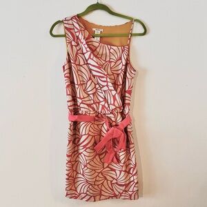 Esley Coral and Cream Asymmetric Straps Dress